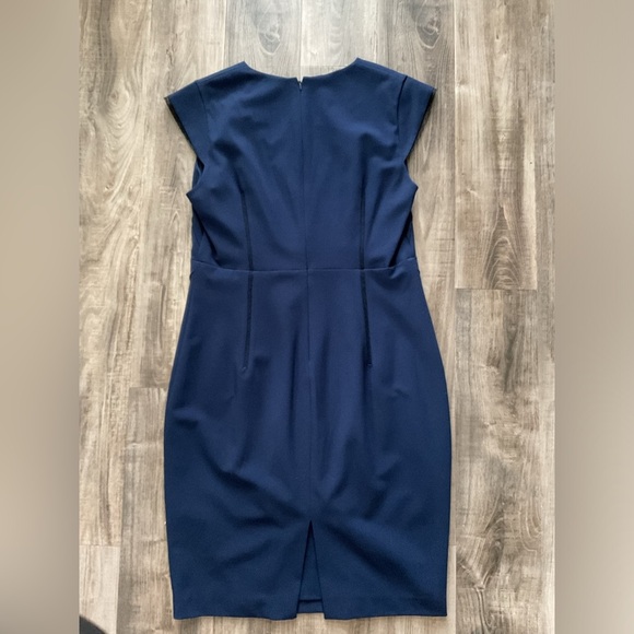 REISS Navy Blue Sheath Dress w/ Black Lace Neckline & Detail Sz US 10 $345 - Picture 5 of 5